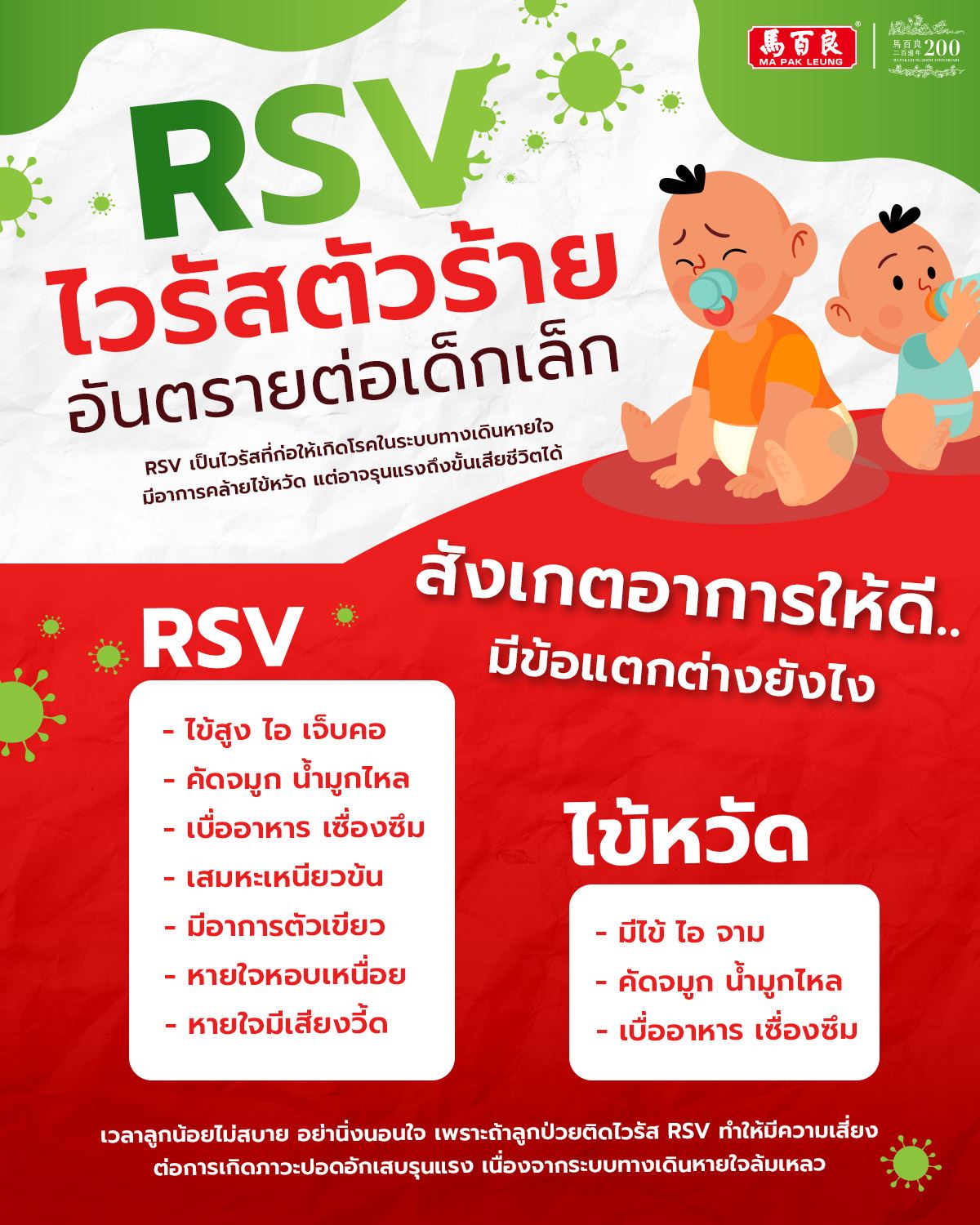 RSV ไวรัสตัวร้าย อันตรายต่อเด็กเล็ก